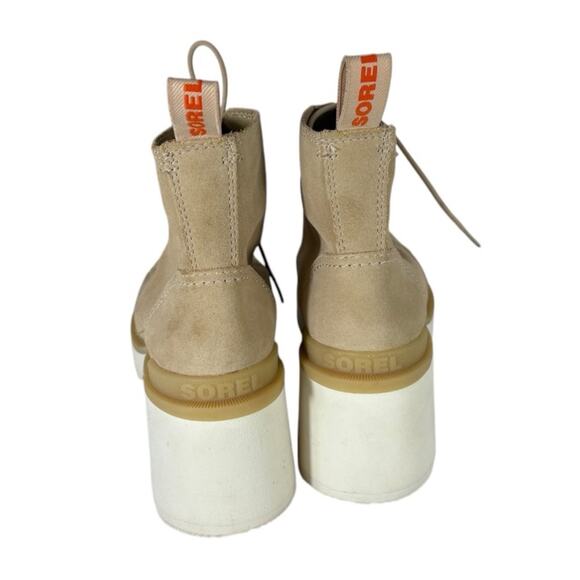 Sorel Hi-Line Ceramic/Chalk Suede Block Heel Lace Up Chunky Boot Size 8.5 - Picture 4 of 8